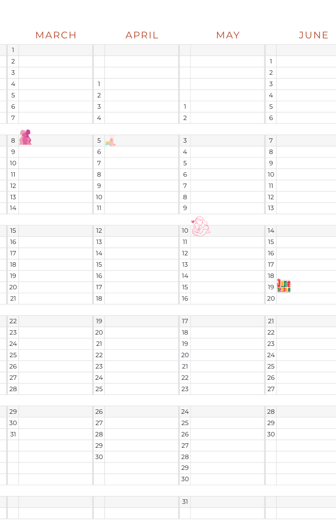 2026 at a Glance: Your entire year, organized on a single page.